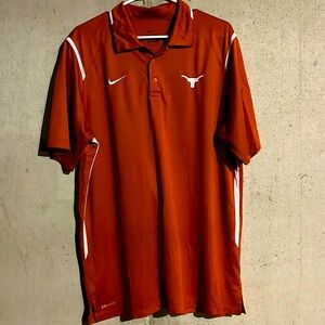 Nike Men’s SS burnt orange Texas Longhorns polo shirt. Size Large.